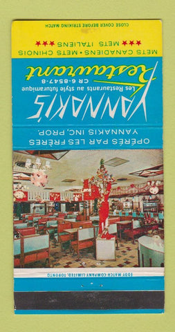 Matchbook Cover - Yannaki's Restaurant Montreal QC WEAR 30 Strike