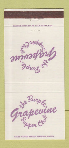 Matchbook Cover - Purple Grapevine Supper Club Rochester WI 30 Strike