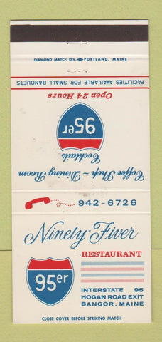 Matchbook Cover - 95er Restaurant Bangor ME 30 Strike
