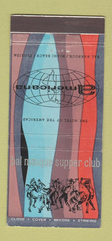 Matchbook Cover - Americana Hotel Miami Beach FL Bal Masque 30 Strike