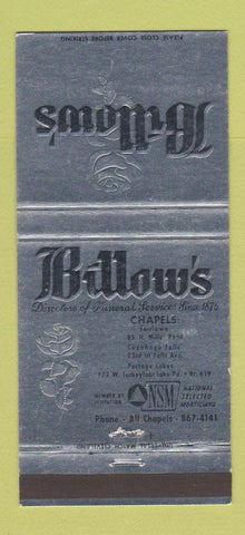 Matchbook Cover - Bellow's Funeral Home Cuyahoga Falls Fairlawn OH 30 Strike