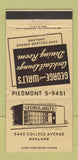 Matchbook Cover - George and Walt's Restaurant Oakland CA WEAR 30 Strike
