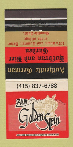Matchbook Cover - The Golden Stein German Danville CA restaurant 30 Strike
