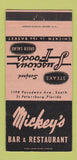 Matchbook Cover - Mickey's Bar and Restaurant St Petersburg FL 30 Strike
