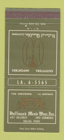 Matchbook Cover - Hoffman's Men's Clothes Dallas TX 30 Strike