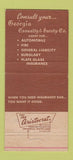 Matchbook Cover - JY Denton Insurance Real Estate Hiawassee GA 30 Strike