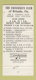 Matchbook Cover - University Club Orlando FL 30 Strike