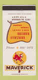 Matchbook Cover - Maverick Restaurant Tucson AZ 30 Strike