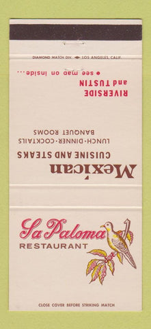 Matchbook Cover - La Paloma Mexican Food Tustin Riverside CA 30 Strike