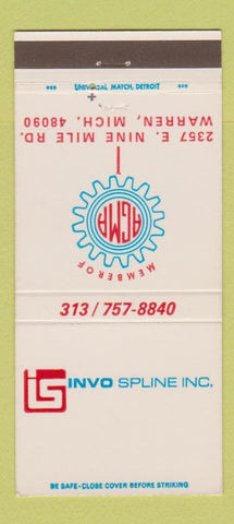 Matchbook Cover - Invotec Spline Warren MI monitoring 30 Strike