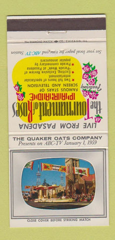 Matchbook Cover - Quaker Oats Rose Bowl Parade Pasadena CA 1959 ABC TV 30 Strike