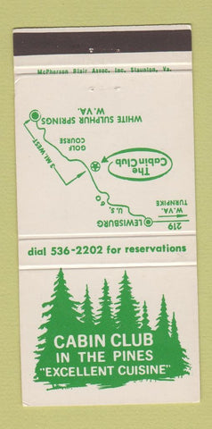 Matchbook Cover - Cabin Club White Sulphur Springs WV 30 Strike