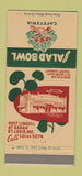 Matchbook Cover - Salad Bowl Cafeteria St Louis MO WEAR 30 Strike