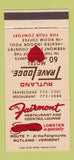 Matchbook Cover - Fairmont Restaurant Rutland VT Travel Lodge 30 Strike