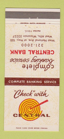 Matchbook Cover - Central Bank West Allis WI WEAR 30 Strike