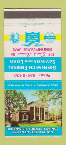 Matchbook Cover - Greenwich Federal Savings Loan CT 30 Strike