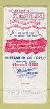 Matchbook Cover - Franklin Oil and Gas Bedford OH 30 Strike