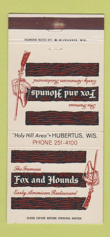 Matchbook Cover - Fox and Hounds Hubertus WI 30 Strike