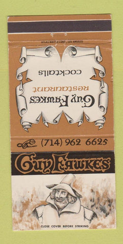 Matchbook Cover - Guy Fawkes Restaurant Fountain Valley CA  30 Strike