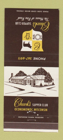 Matchbook Cover - Chuck's Supper Club Oconomowoc WI 30 Strike