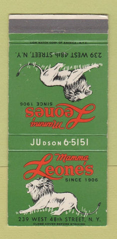 Matchbook Cover - Mamma Leone's New York City WEAR 30 Strike