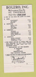 Matchbook Cover - Bolero Watches Liquor St Thomas Virgin Islands Omega 30 Strike