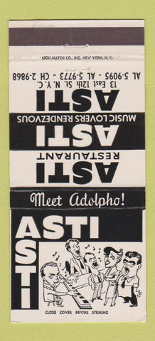 Matchbook Cover - Asti Restaurant New York City 30 Strike