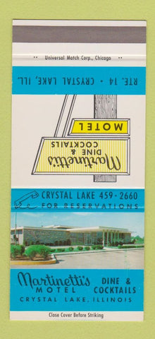 Matchbook Cover - Martinetti's Motel Restaurant Crystal Lake IL 30 Strike