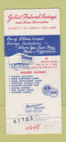 Matchbook Cover - Joliet Federal Savings IL 30 Strike