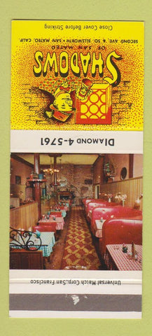 Matchbook Cover - Shadows Restaurant San Mateo CA 30 Strike