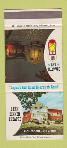 Matchbook Cover - Barn Dinner Theatre Richmond VA 30 Strike