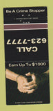 Matchbook Cover - Crime Stoppers Denver Colorado 30 Strike