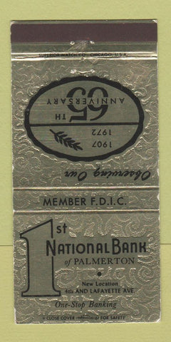 Matchbook Cover - 1st National Bank Palerton  1972 30 Strike