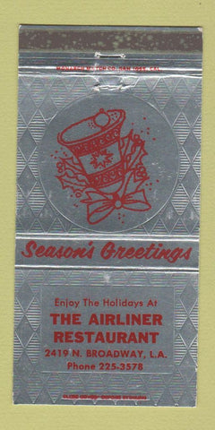 Matchbook Cover - Airliner Restaurant Los Angeles CA Christmas 30 Strike