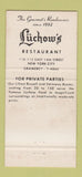 Matchbook Cover - Luchow's Restaurant New York City 30 Strike