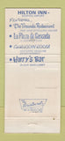Matchbook Cover - Hilton Inn Hotel Memphis TN Airport 30 Strike