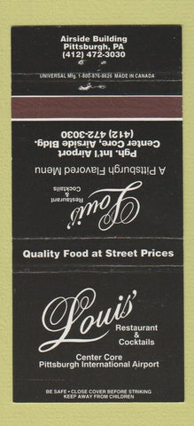Matchbook Cover - Louis' Restaurant Pittsburgh PA Airport 30 Strike