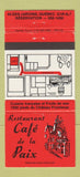 Matchbook Cover - Restaurant Cafe de la Paix Quebec QC 30 Strike