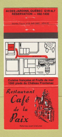 Matchbook Cover - Restaurant Cafe de la Paix Quebec QC 30 Strike