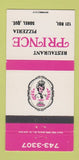 Matchbook Cover - Restaurant Prince Pizza Sorel QC 30 Strike