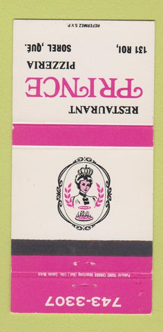 Matchbook Cover - Restaurant Prince Pizza Sorel QC 30 Strike