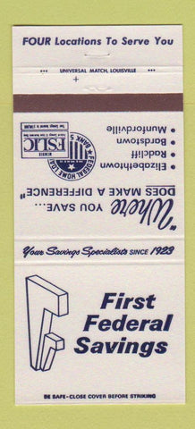 Matchbook Cover 1st Federal Savings Radcliff Bardstown Munfordville KY 30 Strike