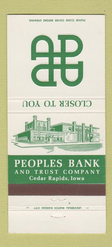 Matchbook Cover - Peoples Bank and Trust Cedar Rapids IA 30 Strike