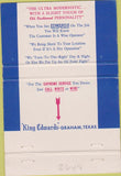Matchbook Cover - King Edwards Oil Wells Graham TX 40 Strike