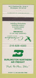 Matchbook Cover - Burlington Northern Air Freight Brookpark OH 30 Strike