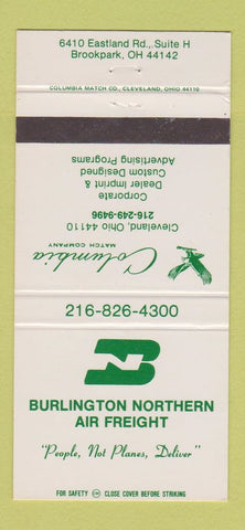 Matchbook Cover - Burlington Northern Air Freight Brookpark OH 30 Strike