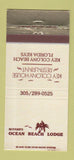 Matchbook Cover - Key Colony House Ocean Beach Lodge FL 30 Strike