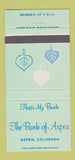 Matchbook Cover - Bank of Aspen Colorado 30 Strike