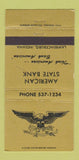 Matchbook Cover - American State Bank Lawrenceburg IN 30 Strike