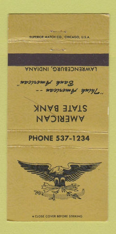 Matchbook Cover - American State Bank Lawrenceburg IN 30 Strike